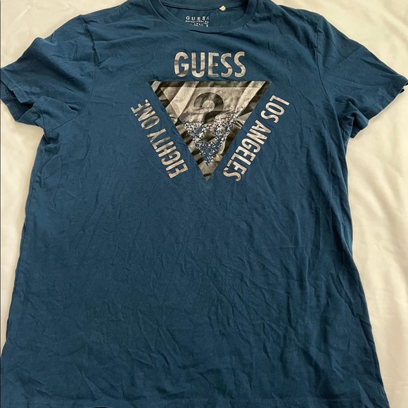 L Guess T Shirt Large Teal Men Women Unisex Short Sleeve Top Summer All Season